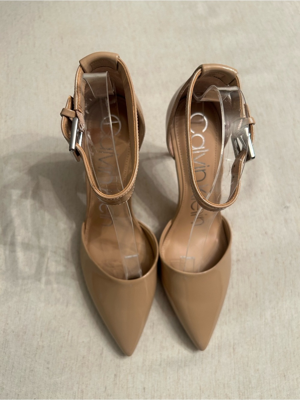 Calvin Klein Women's Beige Pointed-Toe Ankle-Strap Heels NIB